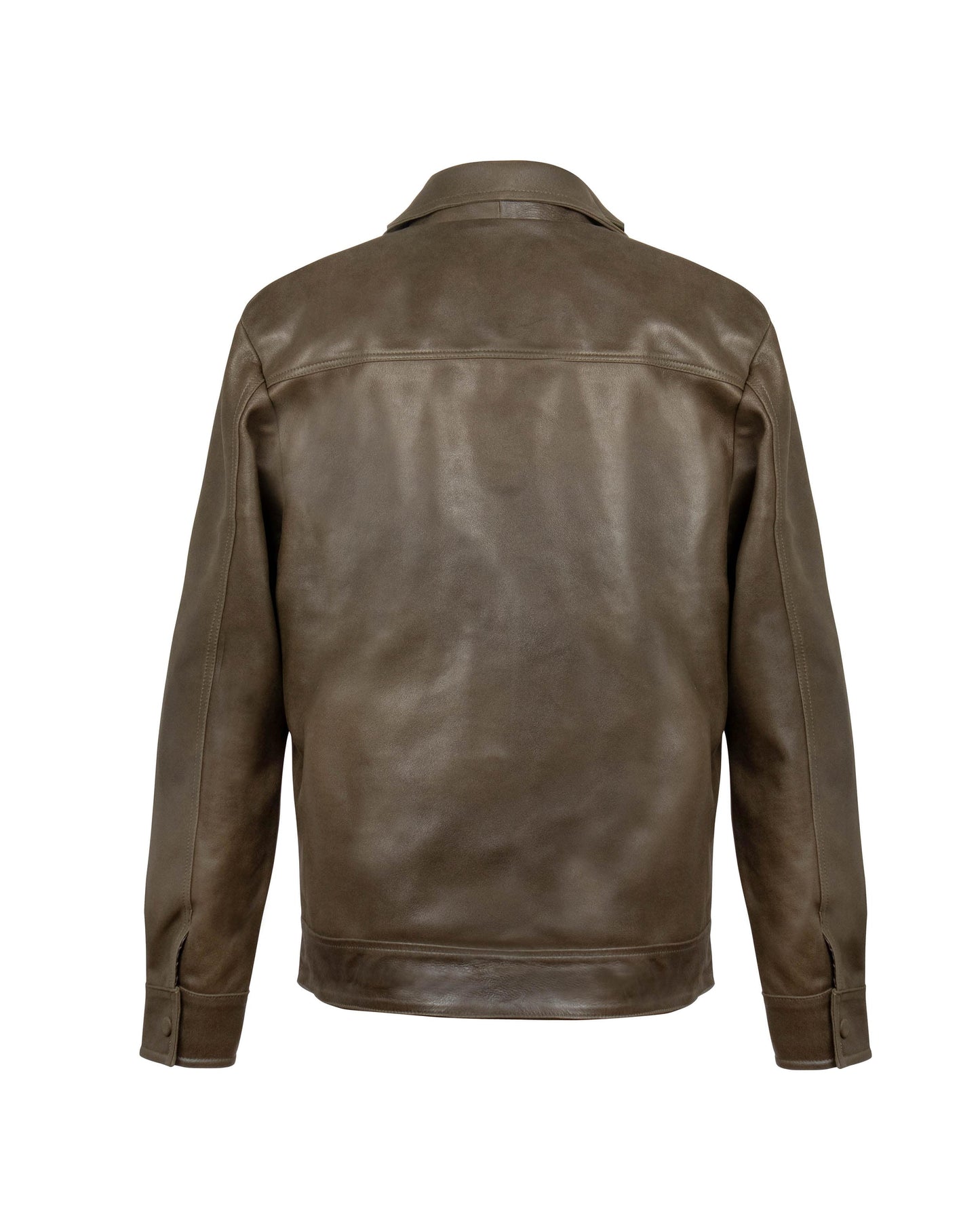 LEATHER JACKET IN MILITARY GREEN FOR MEN
